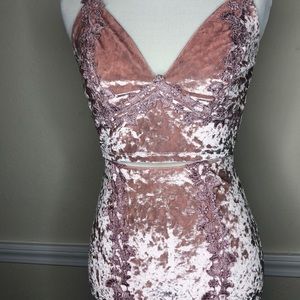 Floral lace velvet two piece set top and skirt